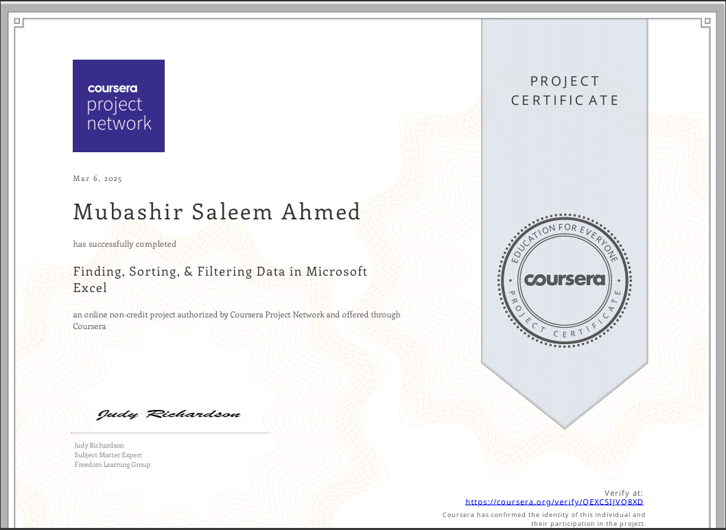 Coursera Certificate